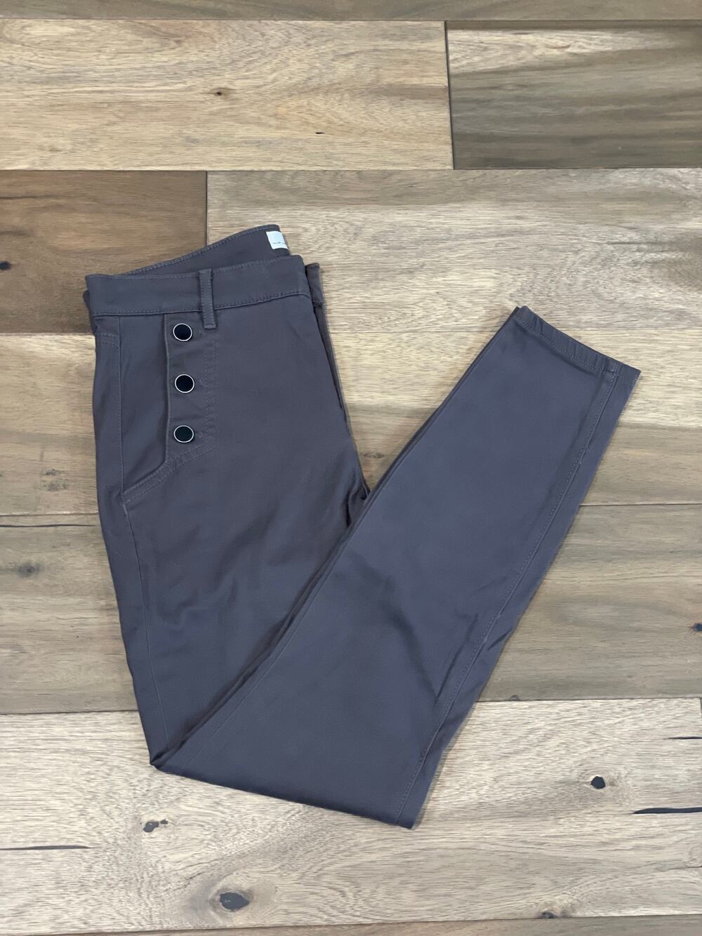 LOFT Gray Button‑Front Ankle Pants Size 4 Casual Trouser